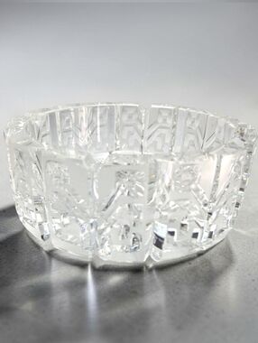 Vintage Lead Crystal Bohemian Glass Ashtray